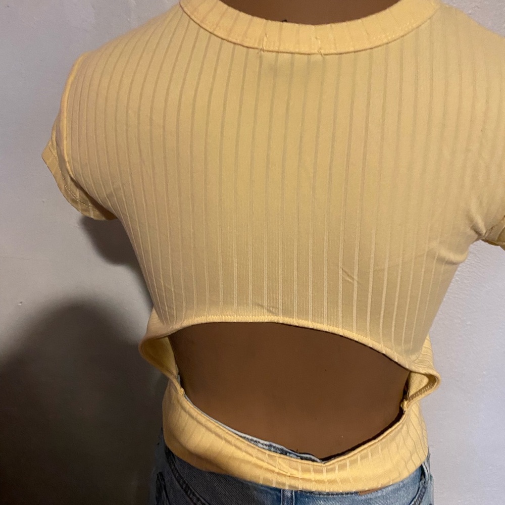Yellow Ribbed Women's Top - Picture 3 of 3
